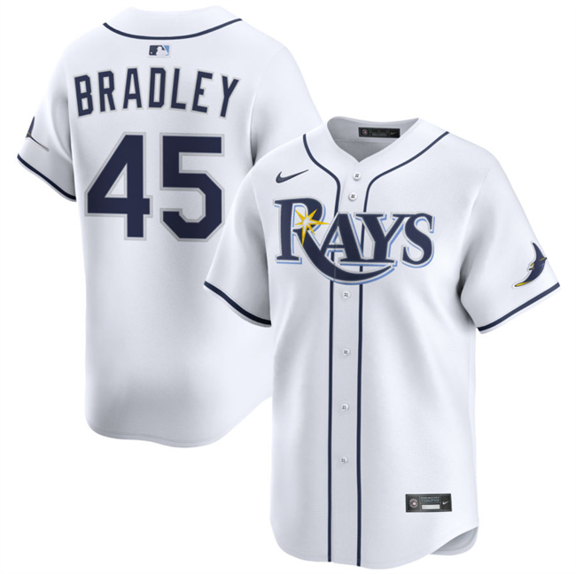Men's Tampa Bay Rays #45 Taj Bradley White 2024 Home Limited Stitched Baseball Jersey
